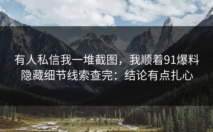 有人私信我一堆截图，我顺着91爆料隐藏细节线索查完：结论有点扎心