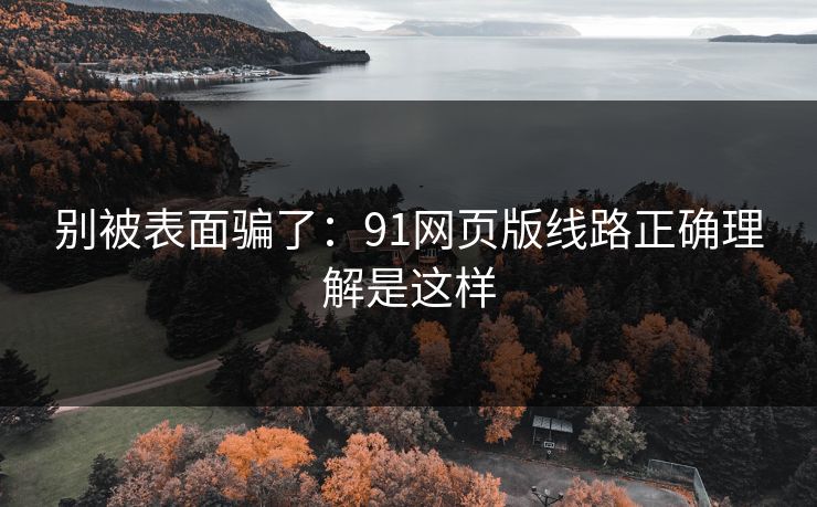 别被表面骗了：91网页版线路正确理解是这样
