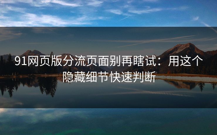91网页版分流页面别再瞎试：用这个隐藏细节快速判断