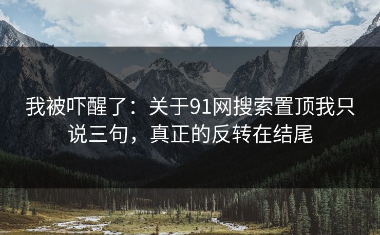 我被吓醒了：关于91网搜索置顶我只说三句，真正的反转在结尾