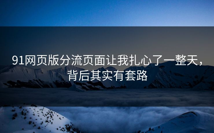 91网页版分流页面让我扎心了一整天，背后其实有套路