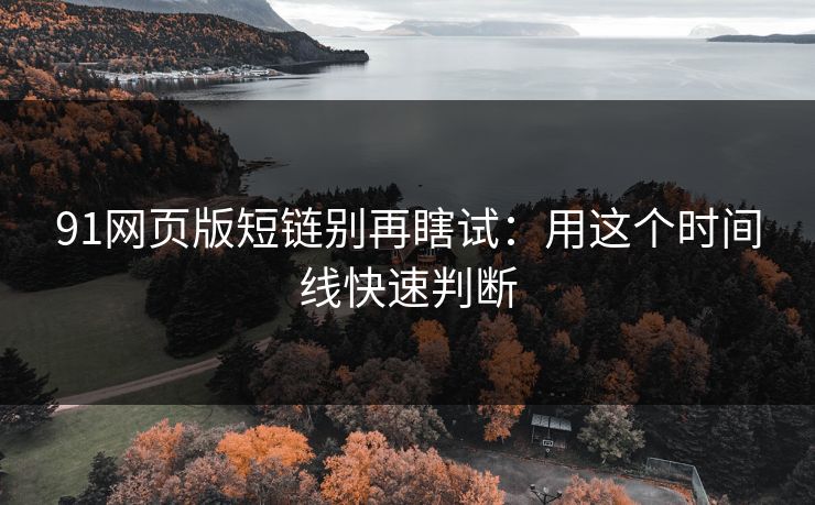 91网页版短链别再瞎试：用这个时间线快速判断