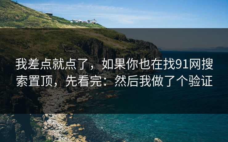 我差点就点了，如果你也在找91网搜索置顶，先看完：然后我做了个验证