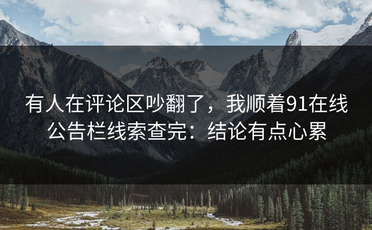 有人在评论区吵翻了,我顺着91在线公告栏线索查完:结论有点心累 有人在评论区吵翻了,我顺着91在线公告栏线索查完:结论有点心累