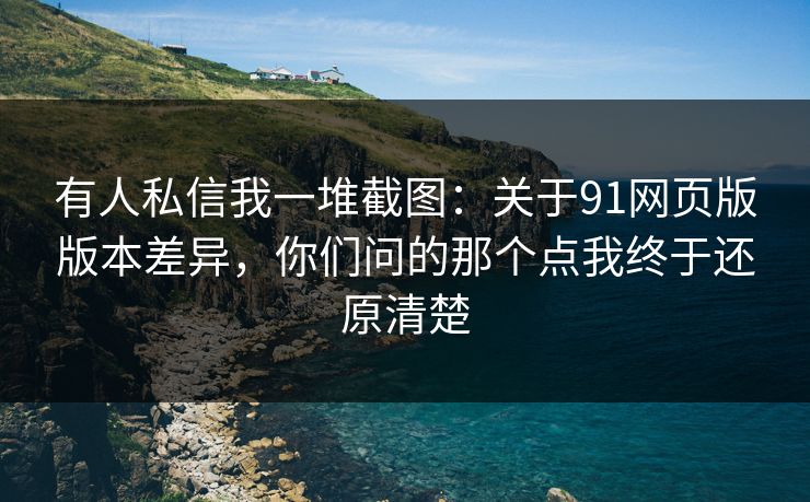 有人私信我一堆截图：关于91网页版版本差异，你们问的那个点我终于还原清楚