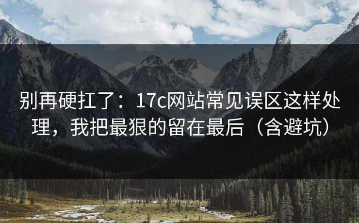 别再硬扛了：17c网站常见误区这样处理，我把最狠的留在最后（含避坑）