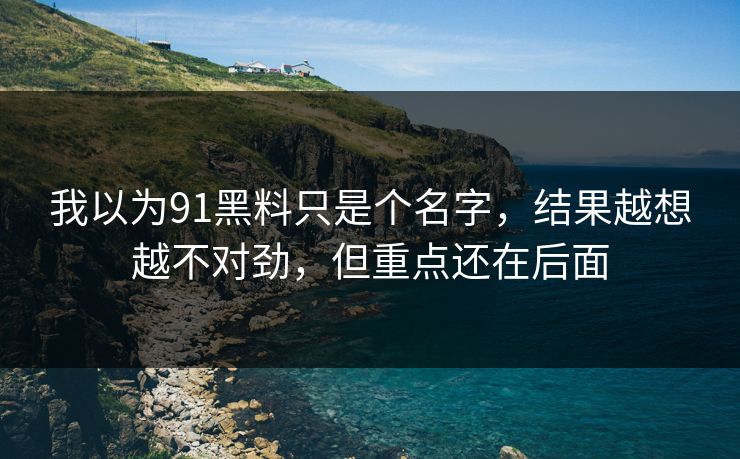 我以为91黑料只是个名字,结果越想越不对劲,但重点还在后面 我以为91黑料只是个名字,结果越想越不对劲,但重点还在后面