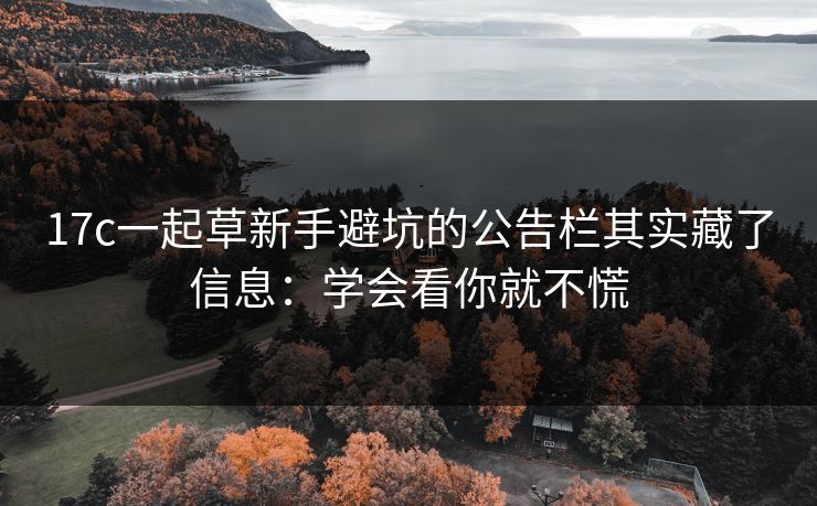 17c一起草新手避坑的公告栏其实藏了信息:学会看你就不慌 17c一起草新手避坑的公告栏其实藏了信息:学会看你就不慌