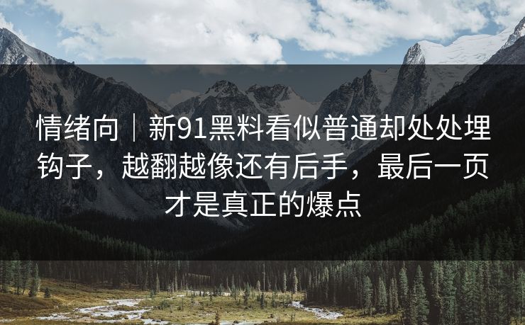 情绪向｜新91黑料看似普通却处处埋钩子，越翻越像还有后手，最后一页才是真正的爆点